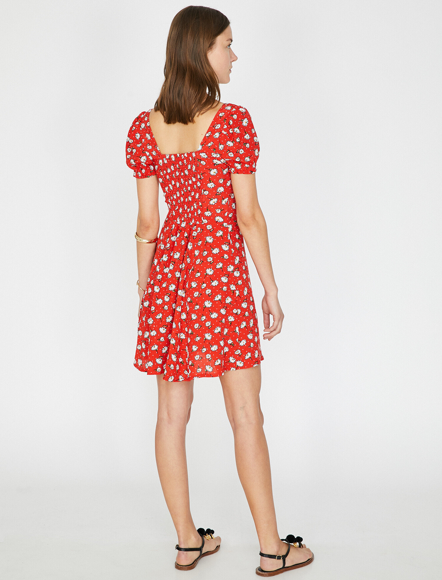   Çiçek Desenli Mini Elbise