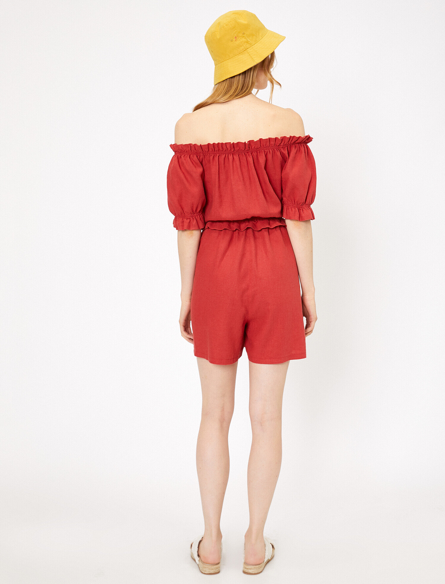 Omzu Açık Tulum Keten Karışımlı