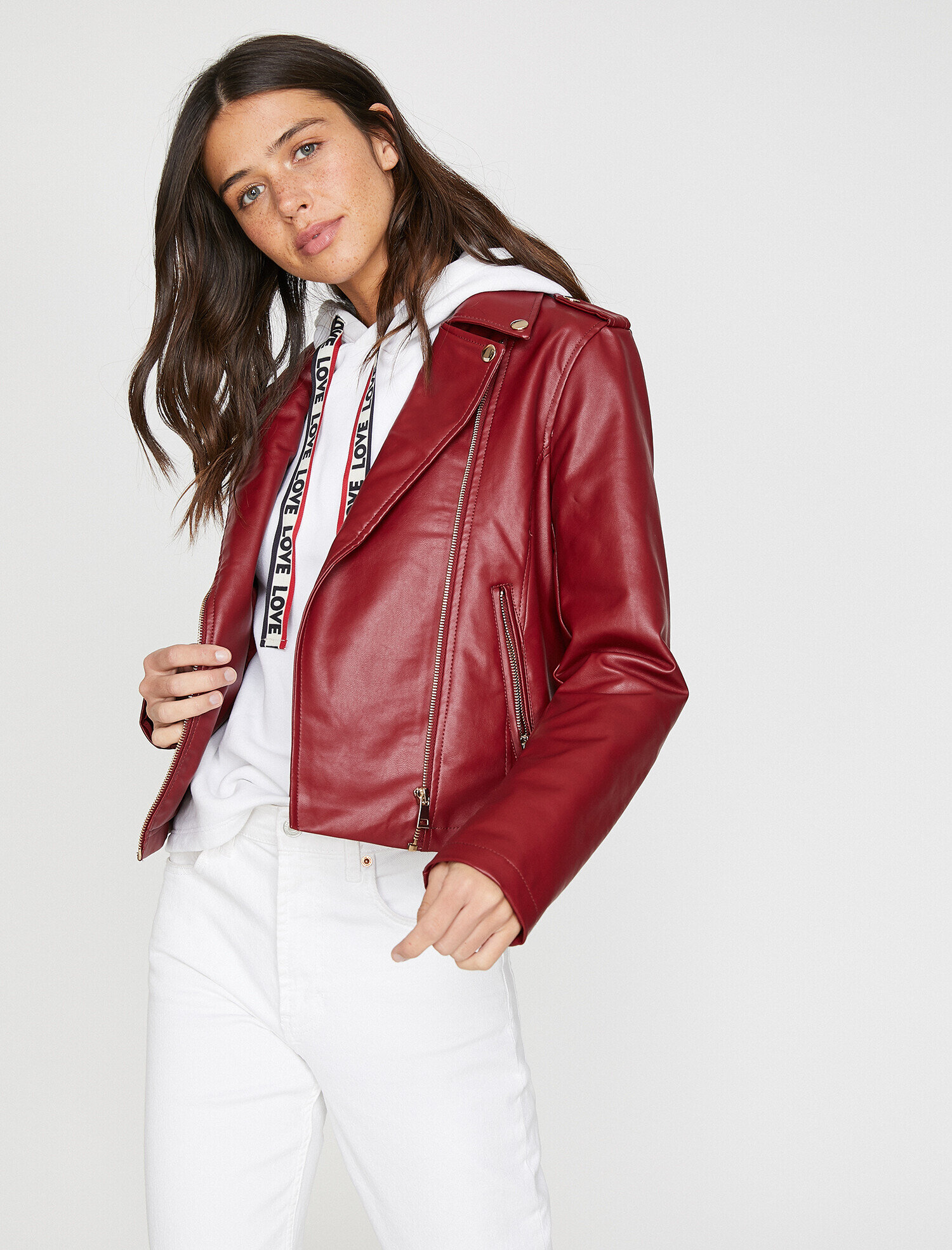   Deri Görünümlü Mont