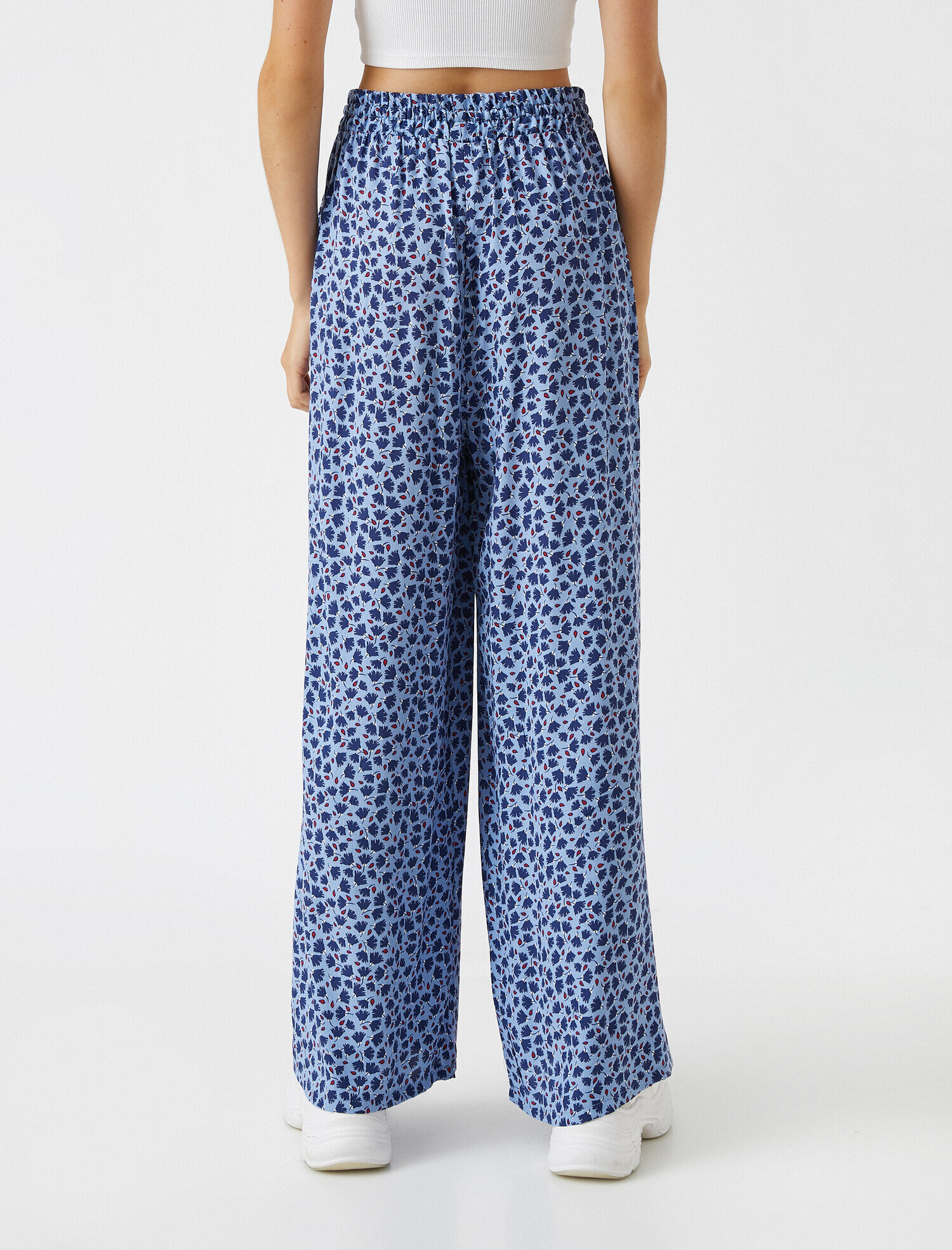   Desenli Beli Lastikli Dökümlü Pantolon