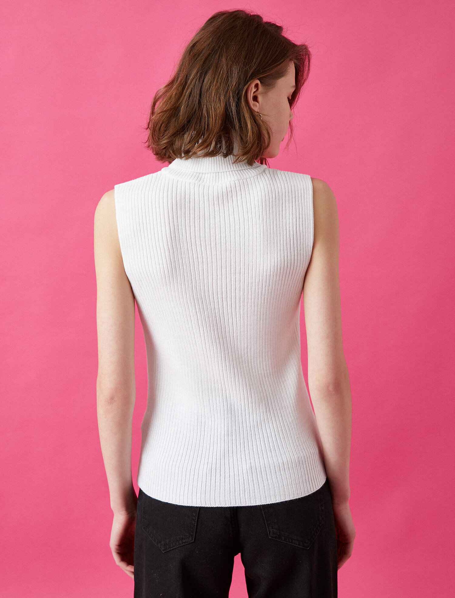   Balıkçı Yaka Kolsuz Triko Kazak