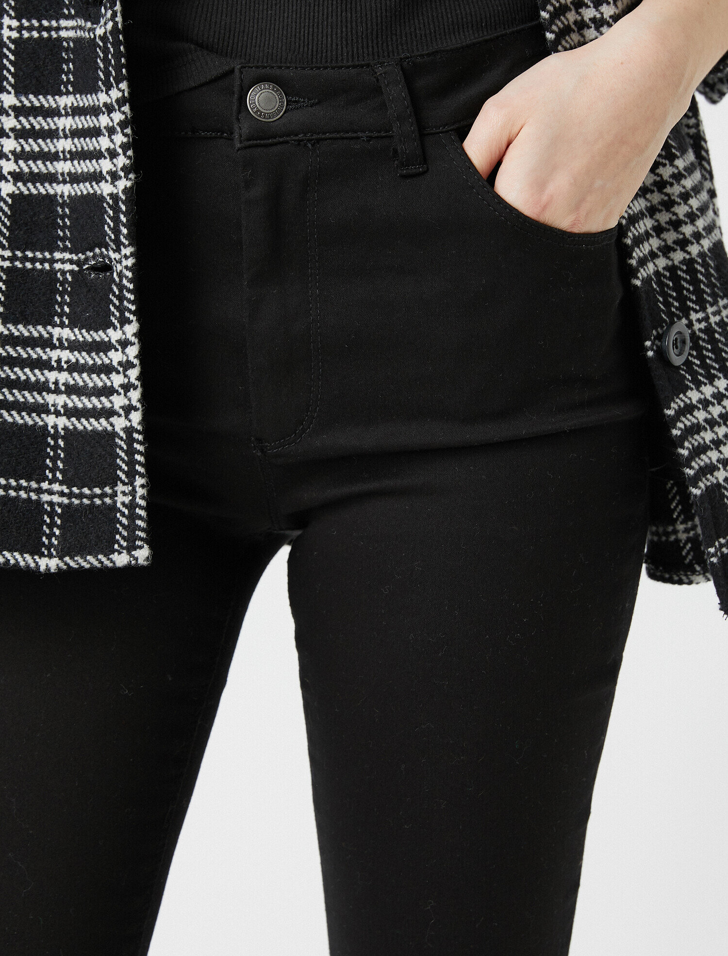   Pamuklu Yüksek Bel Dar Kesim Dar Paça Pantolon