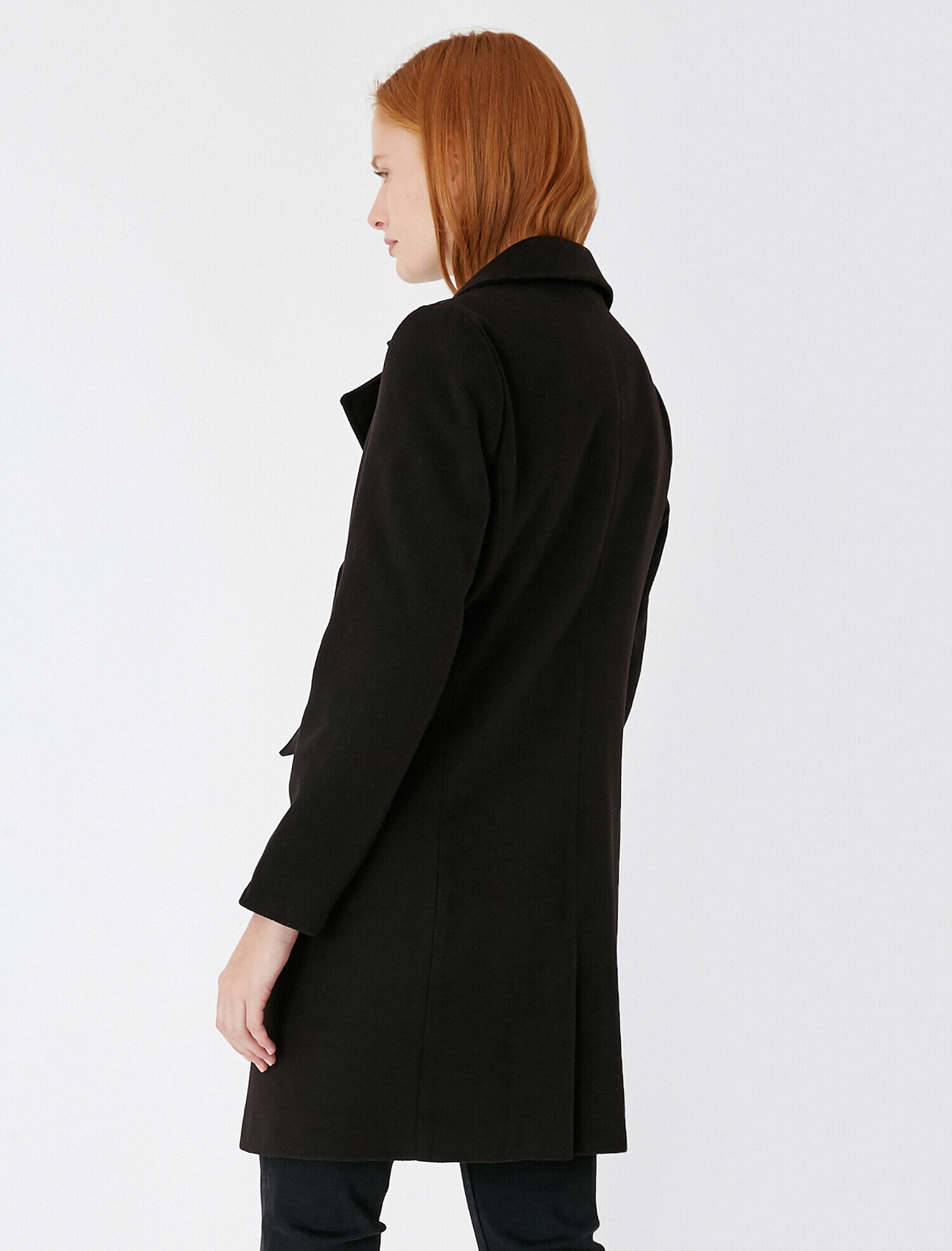   Düğmeli Kaşe Kaban