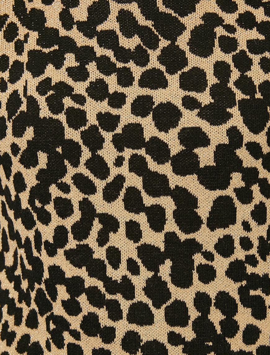   Leopar Desenli Triko Kazak