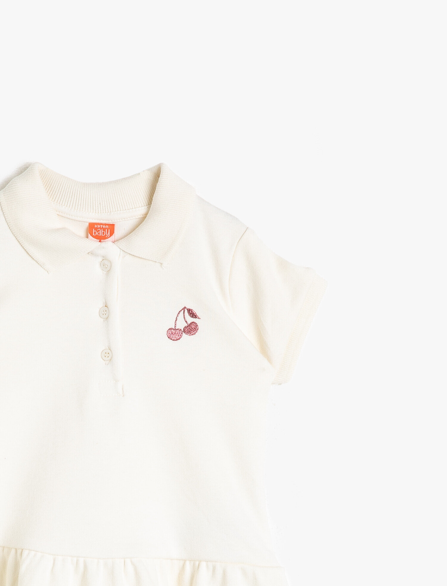  Kız Bebek Düğme Detaylı Volanlı Polo Yaka Elbİse