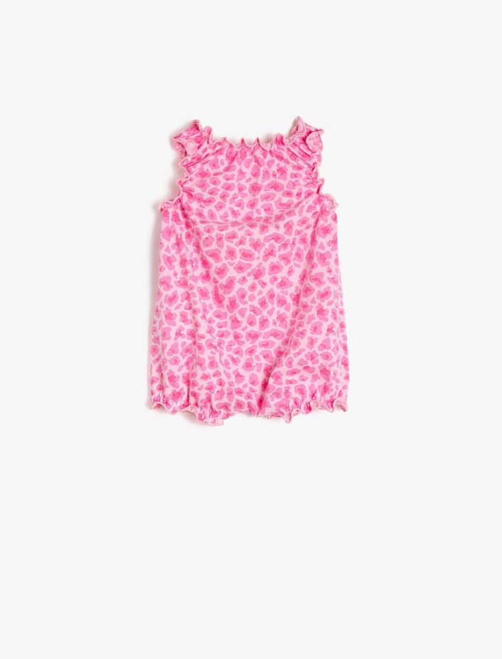 Kız Bebek Baskılı Tulum Kısa Kollu