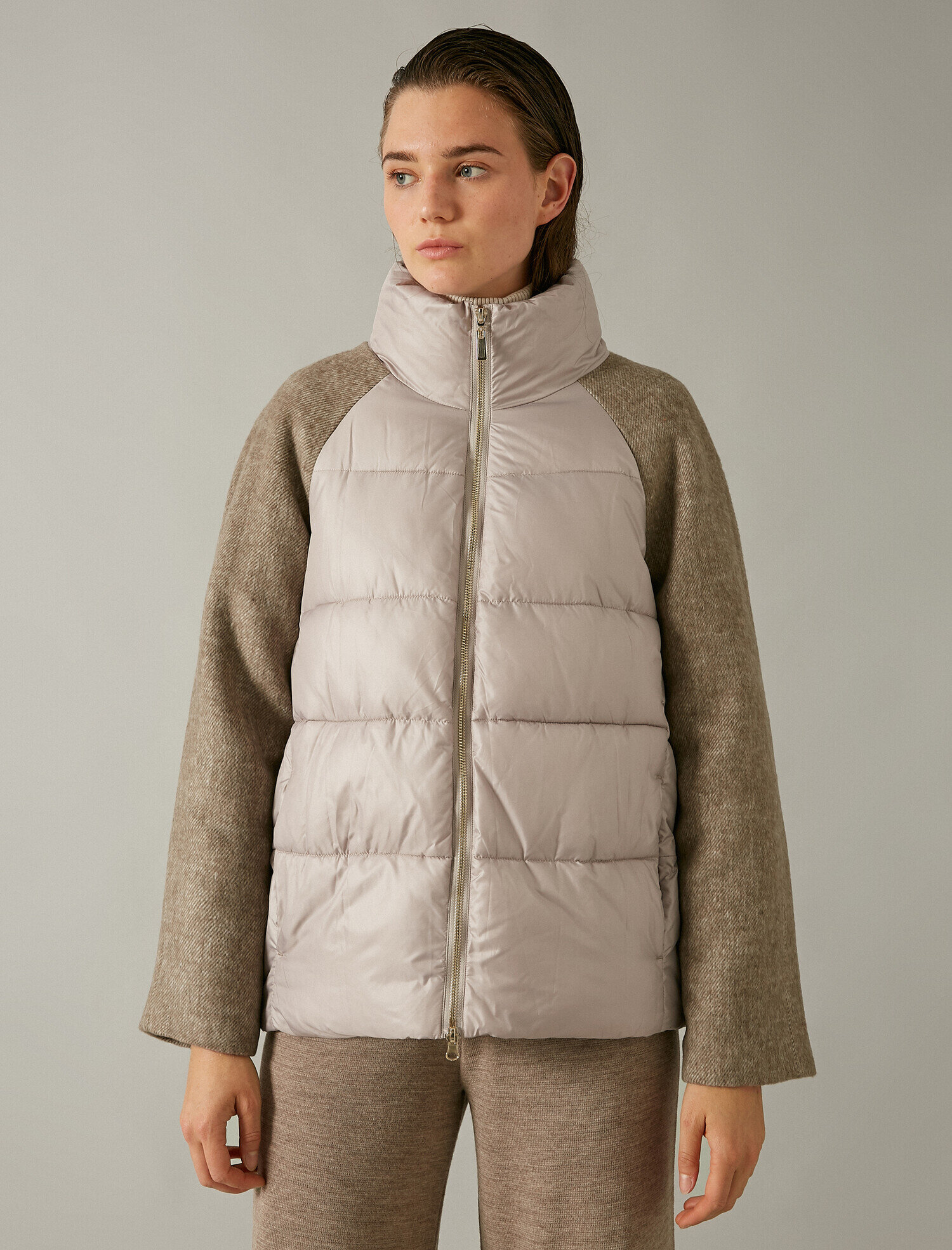   Kapitoneli Fermuarlı Şişme Mont