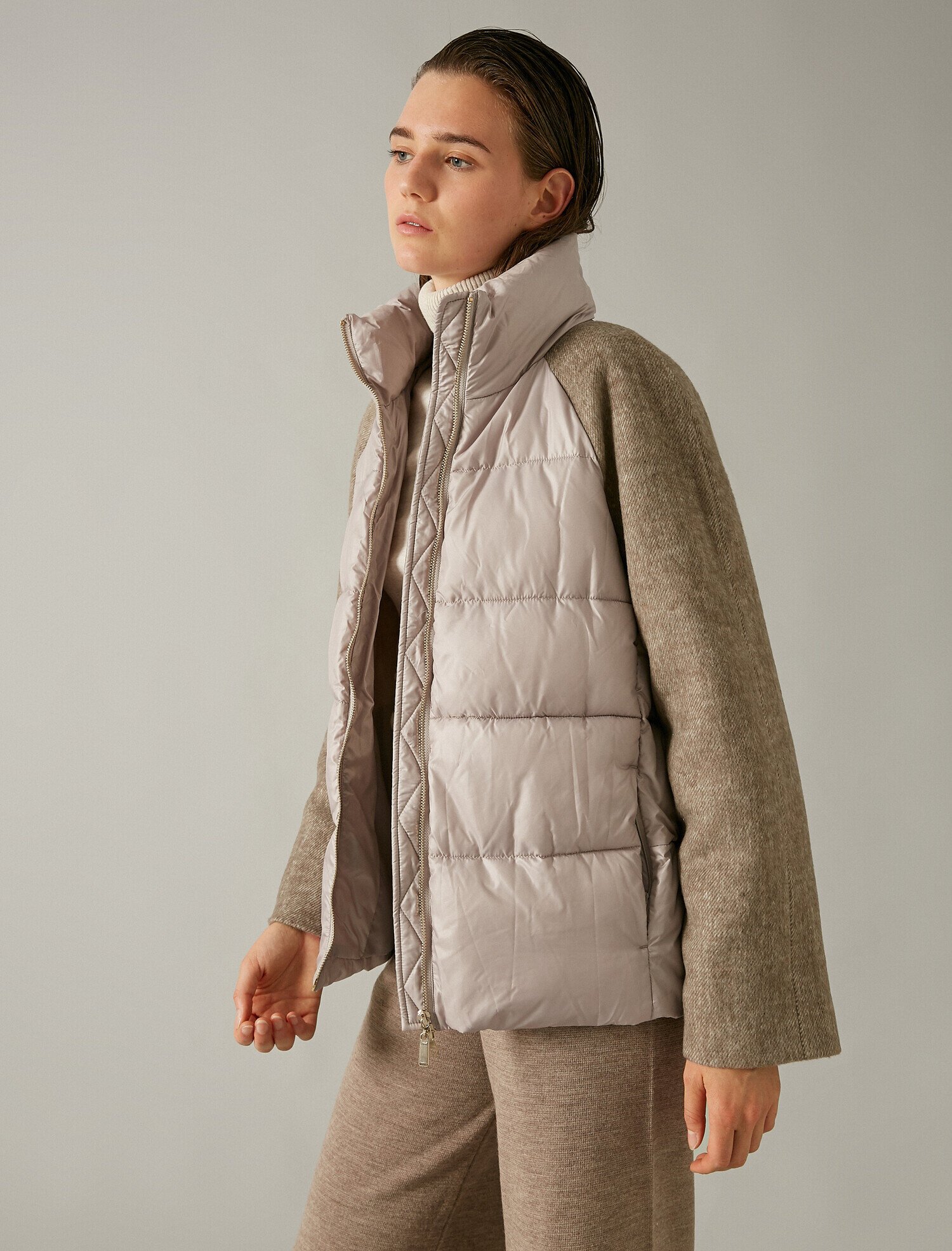   Kapitoneli Fermuarlı Şişme Mont