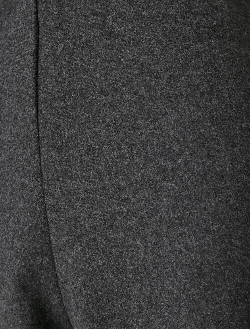   Düz Renk Geniş Paça Crop Pantolon