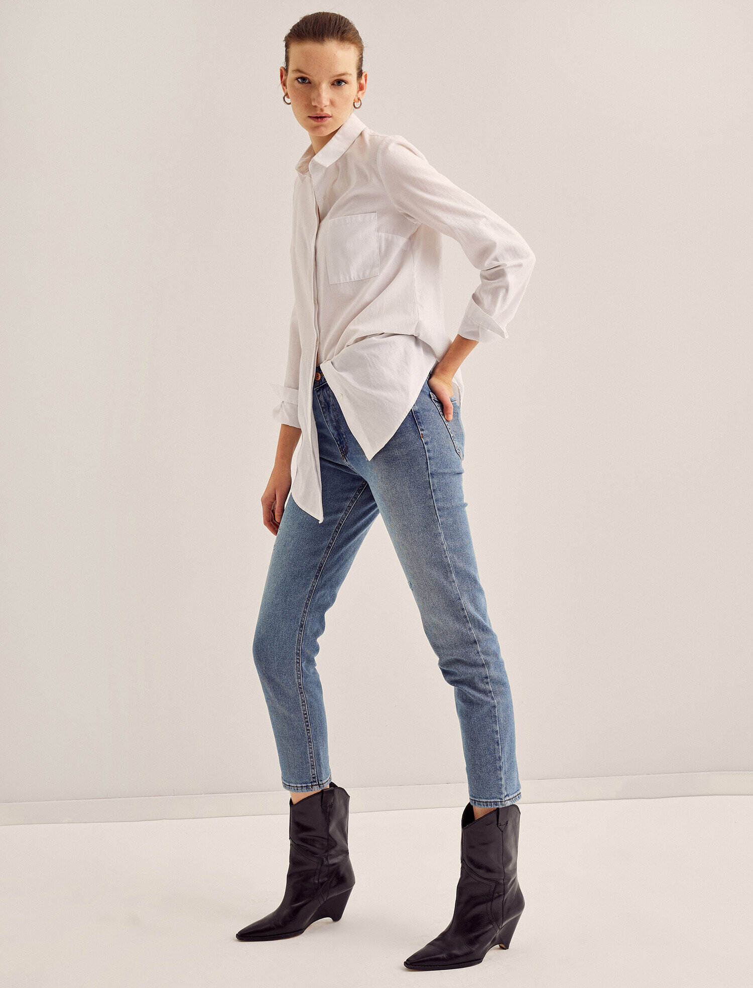   Eve Slim Jean - Yüksek Bel Normal Kesim Hafif Düz Paça Pantolon