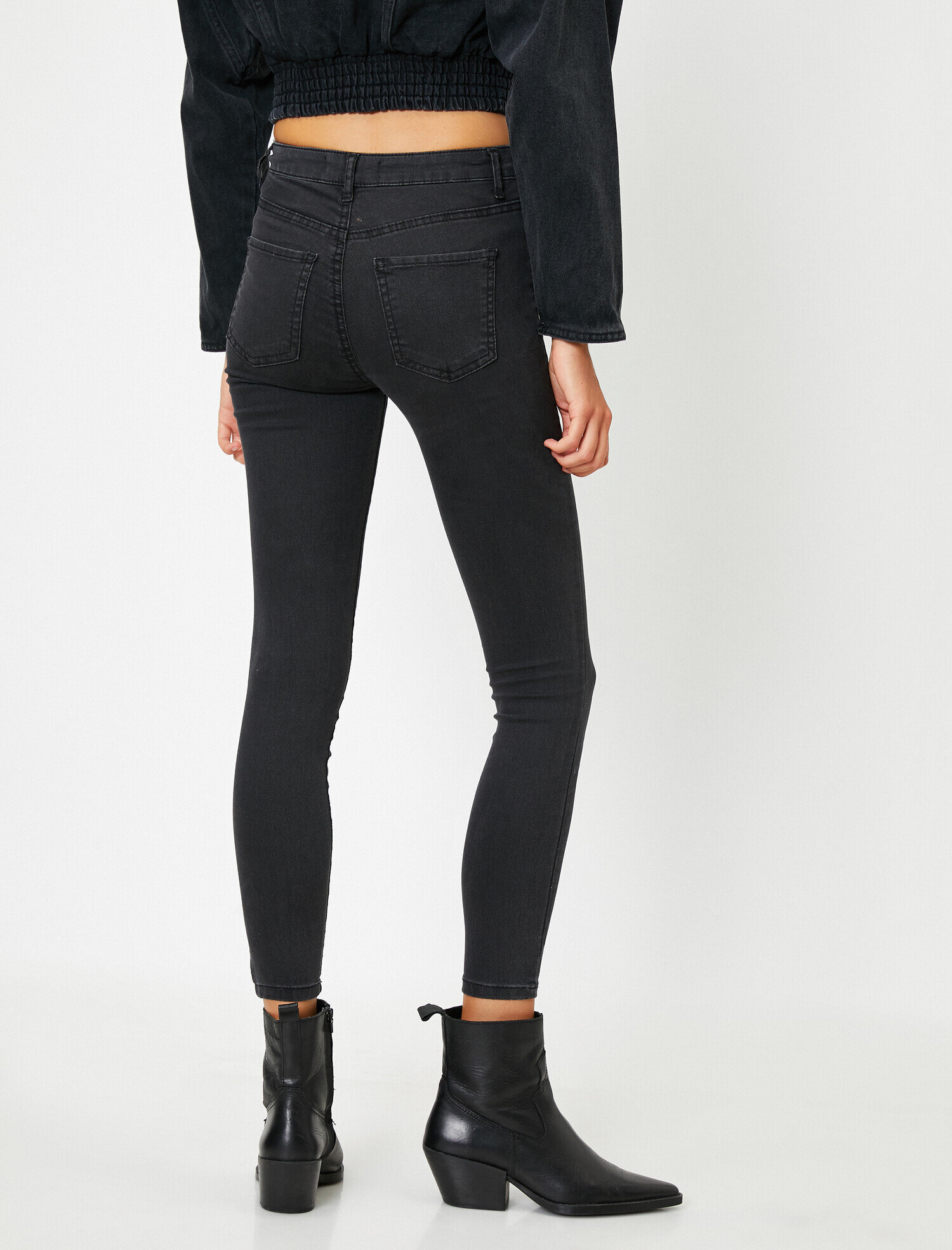 Dar Paça Kot Pantolon Dar Kesim Yüksek Bel - Carmen Jean