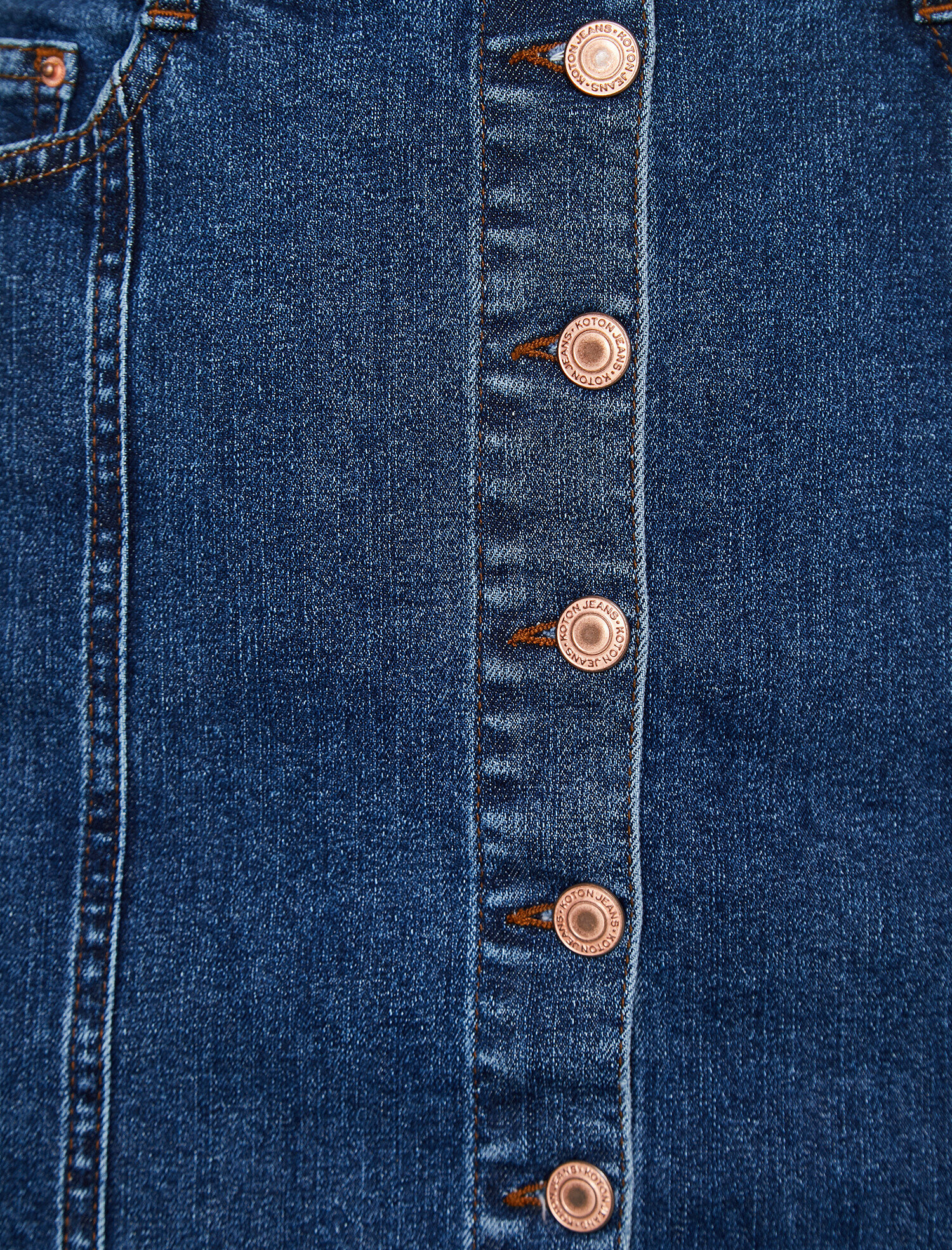   Düğme Detaylı Jean Etek