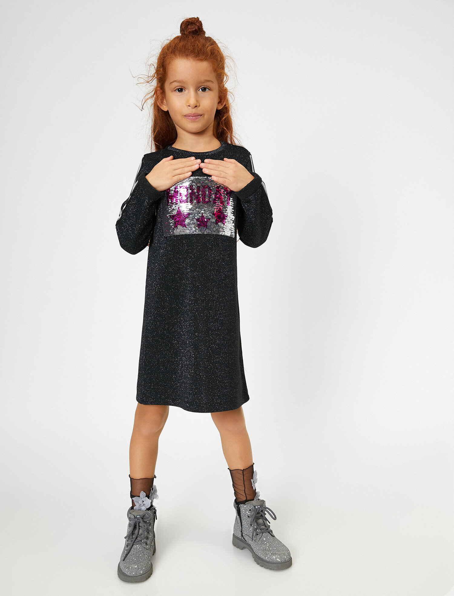  Kız Çocuk Pul Detaylı Elbise