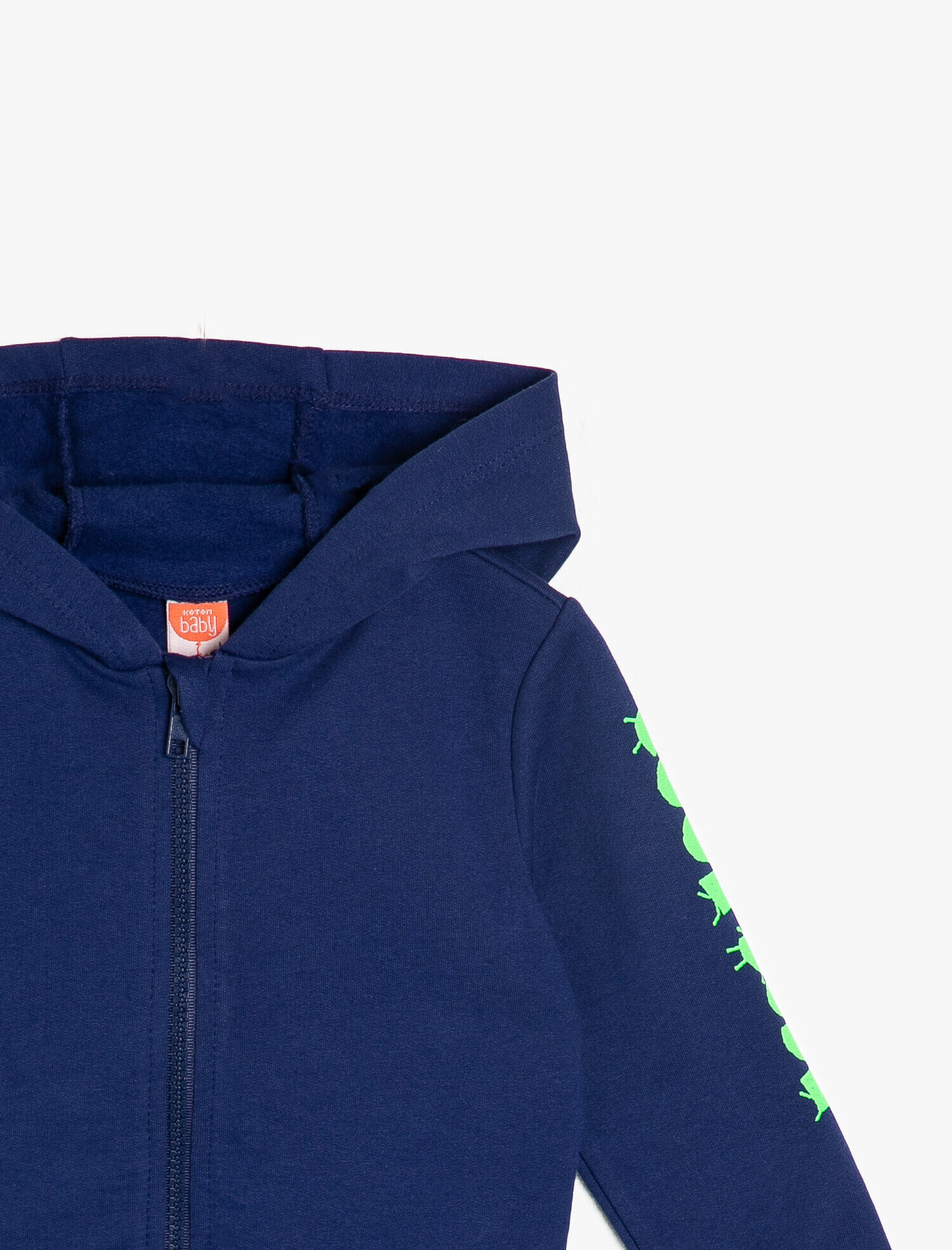 Erkek Bebek Kapüşonlu Sweatshirt Fermuarlı Baskılı