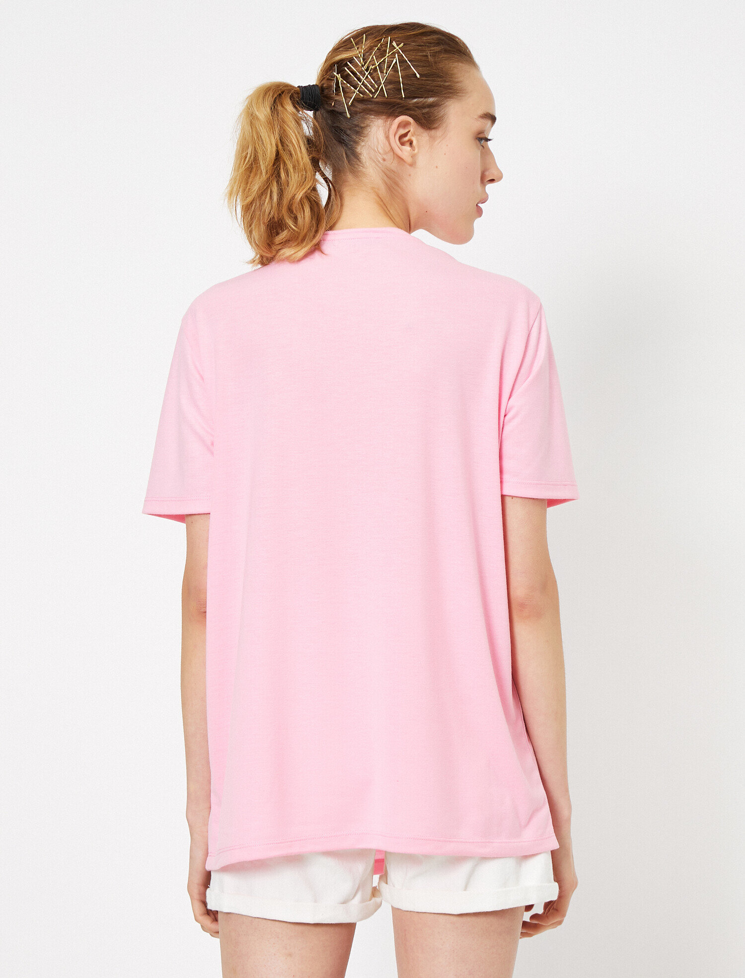   Bisiklet Yaka Kısa Kollu Yazılı Baskılı Tişört