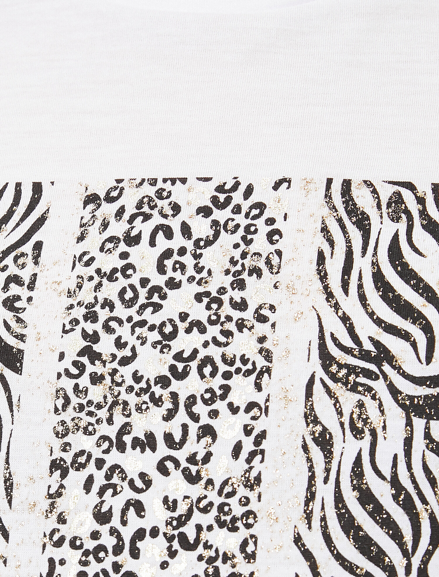  Leopar/Zebra Baskılı Bisiklet Yaka Standart Kalıp Tişört