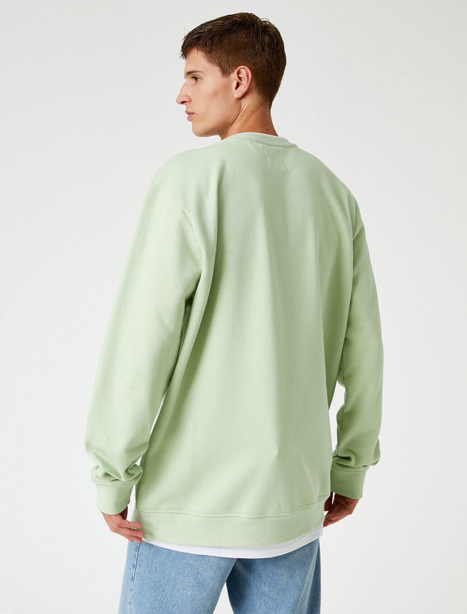 Basic Sweatshirt Şardonlu Bisiklet Yaka