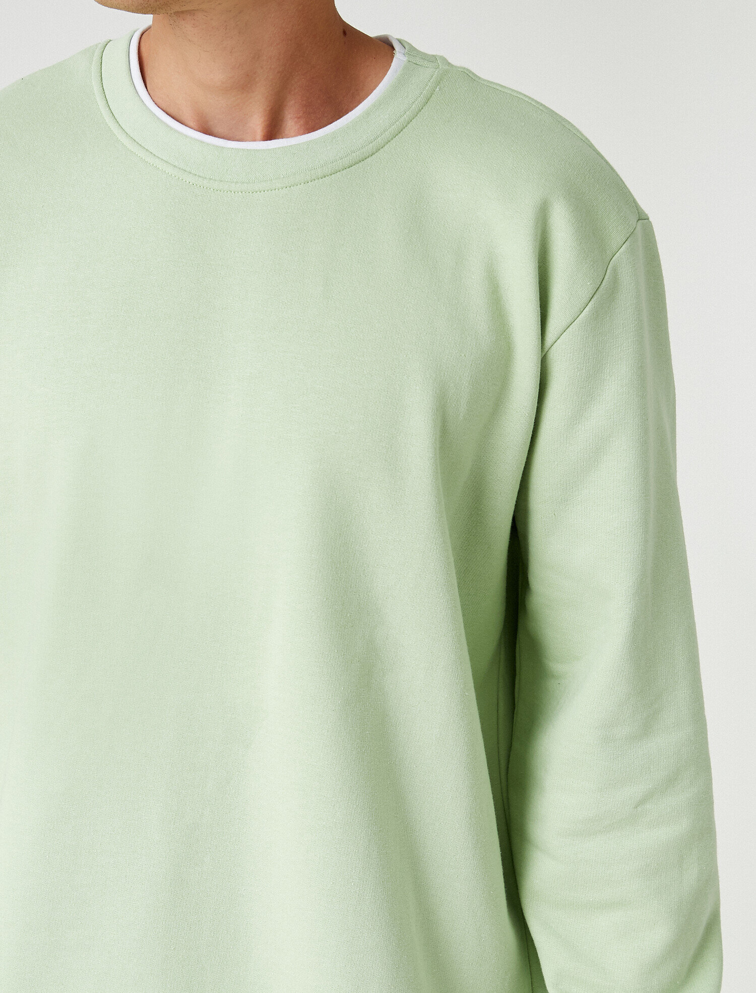Basic Sweatshirt Şardonlu Bisiklet Yaka