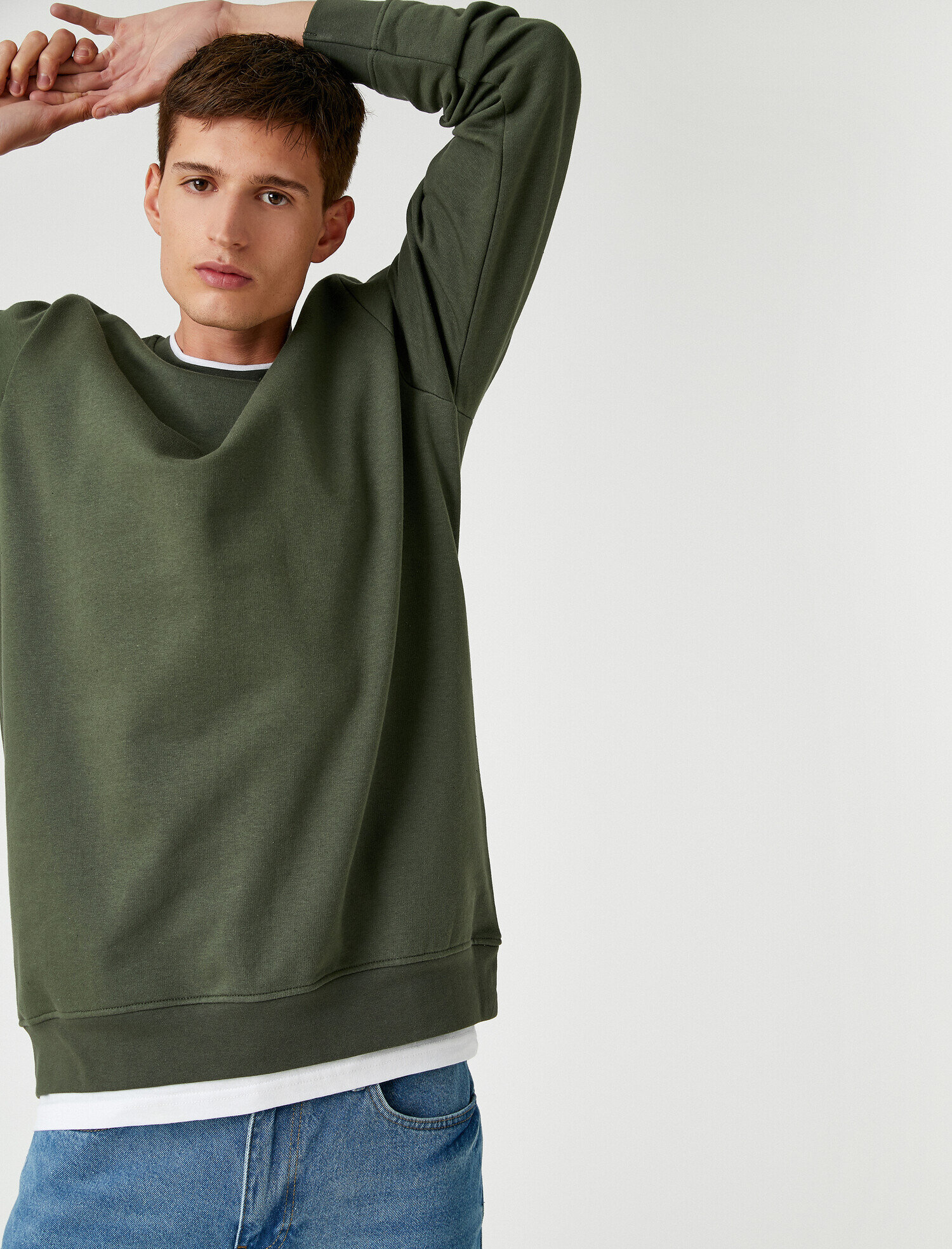   Basic Sweatshirt Şardonlu Bisiklet Yaka