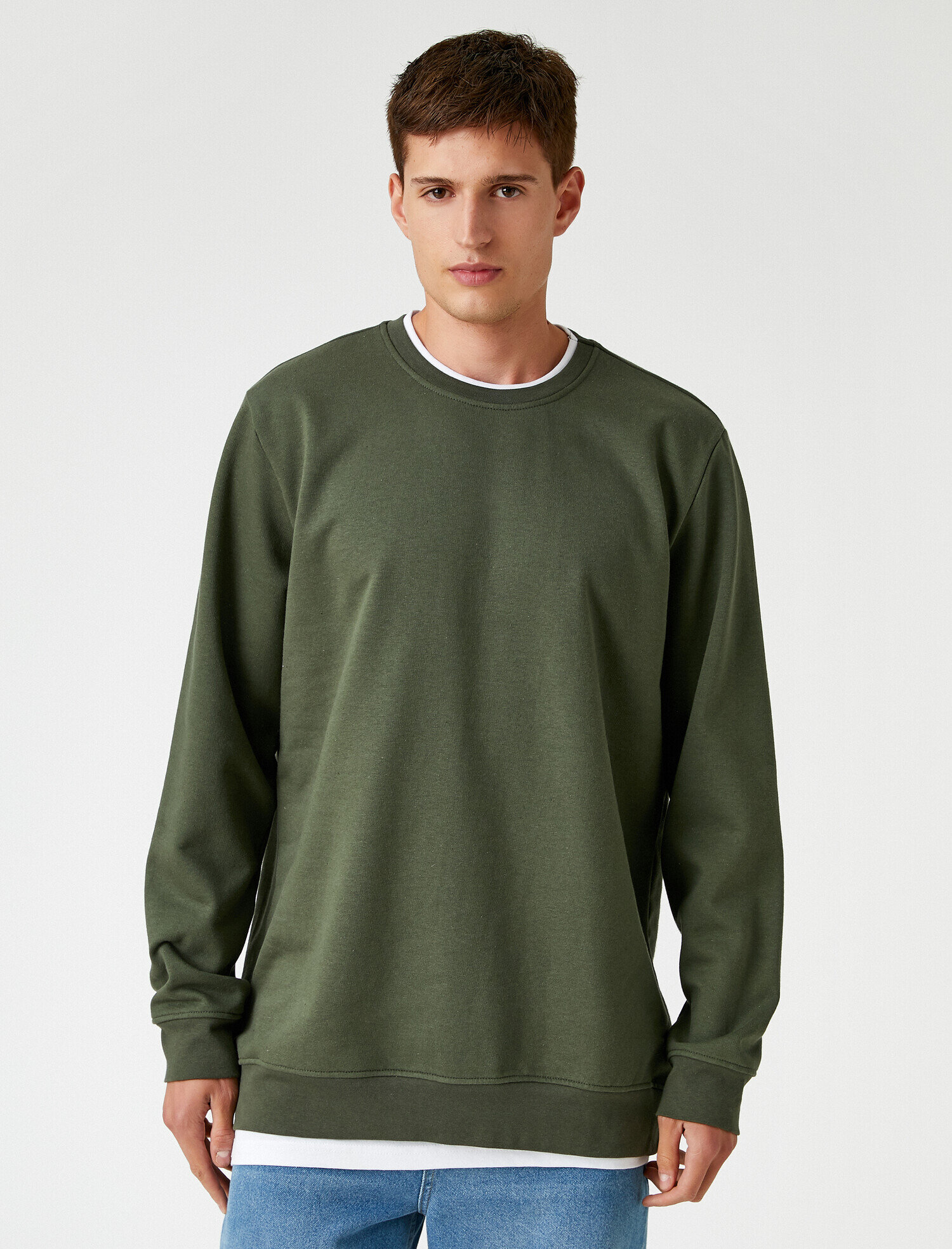   Basic Sweatshirt Şardonlu Bisiklet Yaka