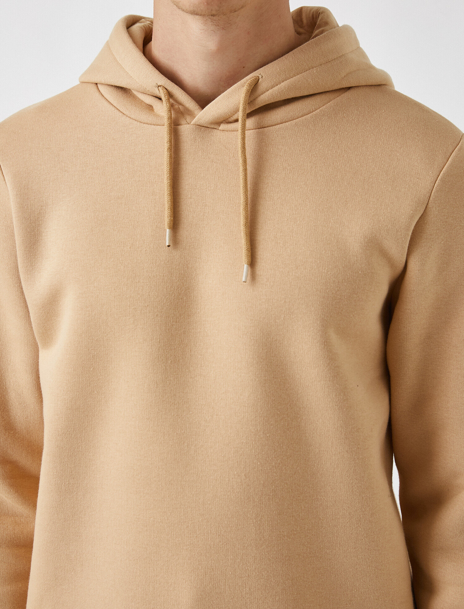 Basic Kapşonlu Sweatshirt Şardonlu