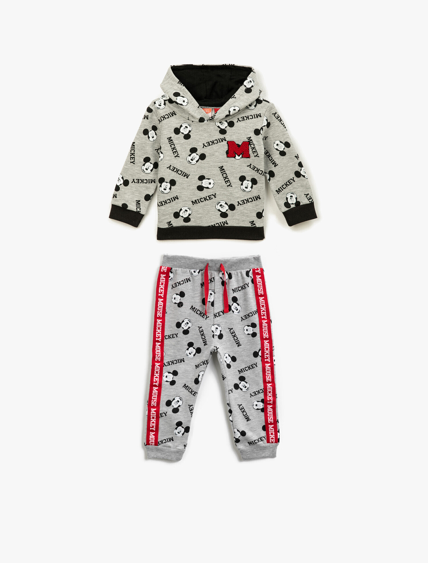  Erkek Bebek Mickey Mouse Lisanslı Baskılı Kapüşonlu Uzun Kollu Sweatshirt