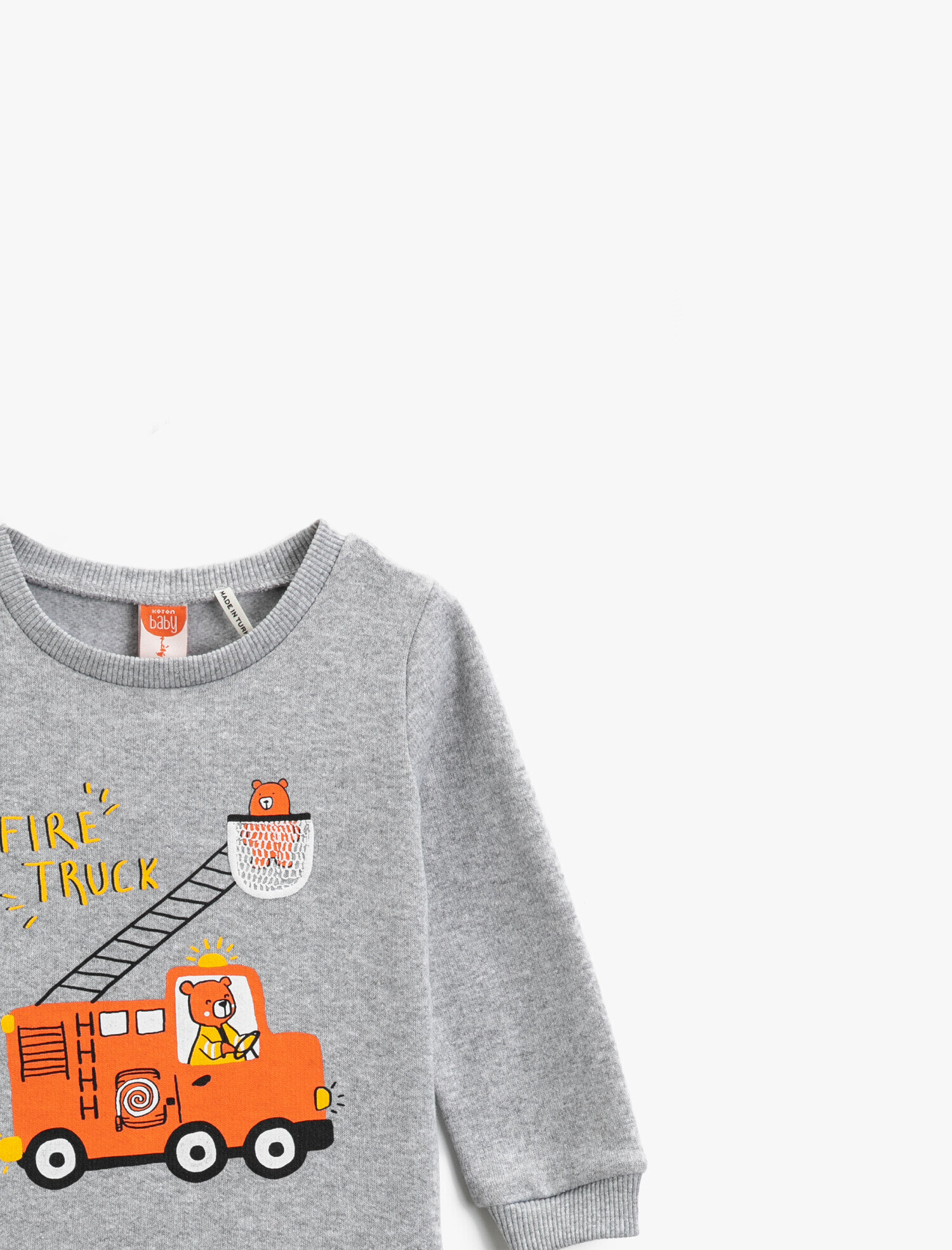  Erkek Bebek Bisiklet Yaka Baskılı Uzun Kollu Sweatshirt