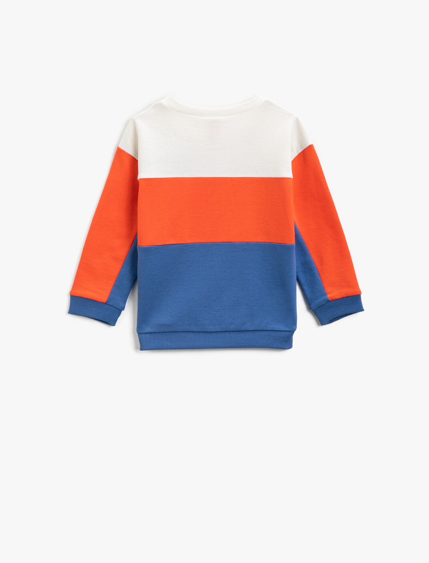Erkek Bebek Renk Bloklu Pamuklu Bisiklet Yaka Uzun Kollu Sweatshirt