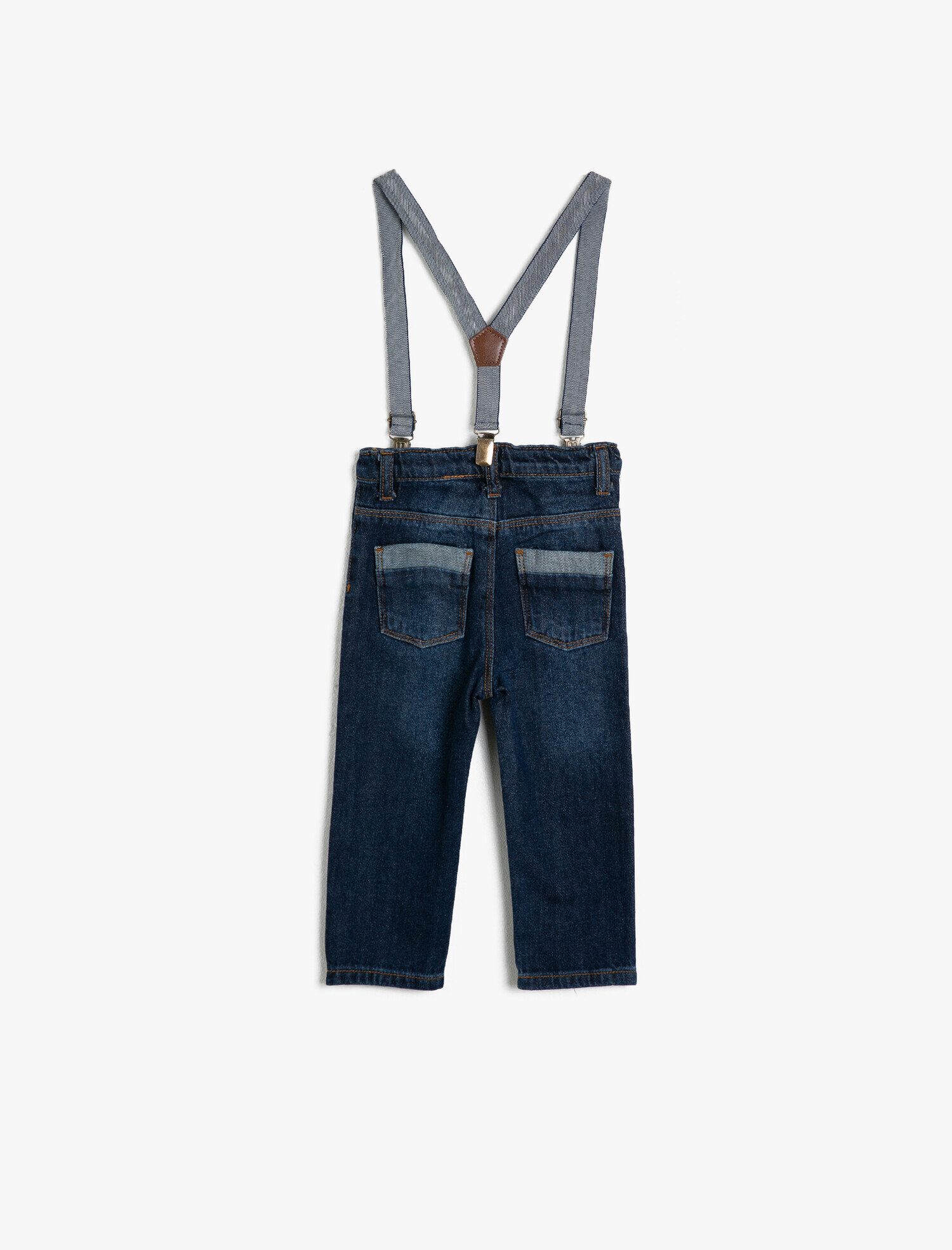  Erkek Bebek Pamuklu Pantolon Askılı Kot Pantolon