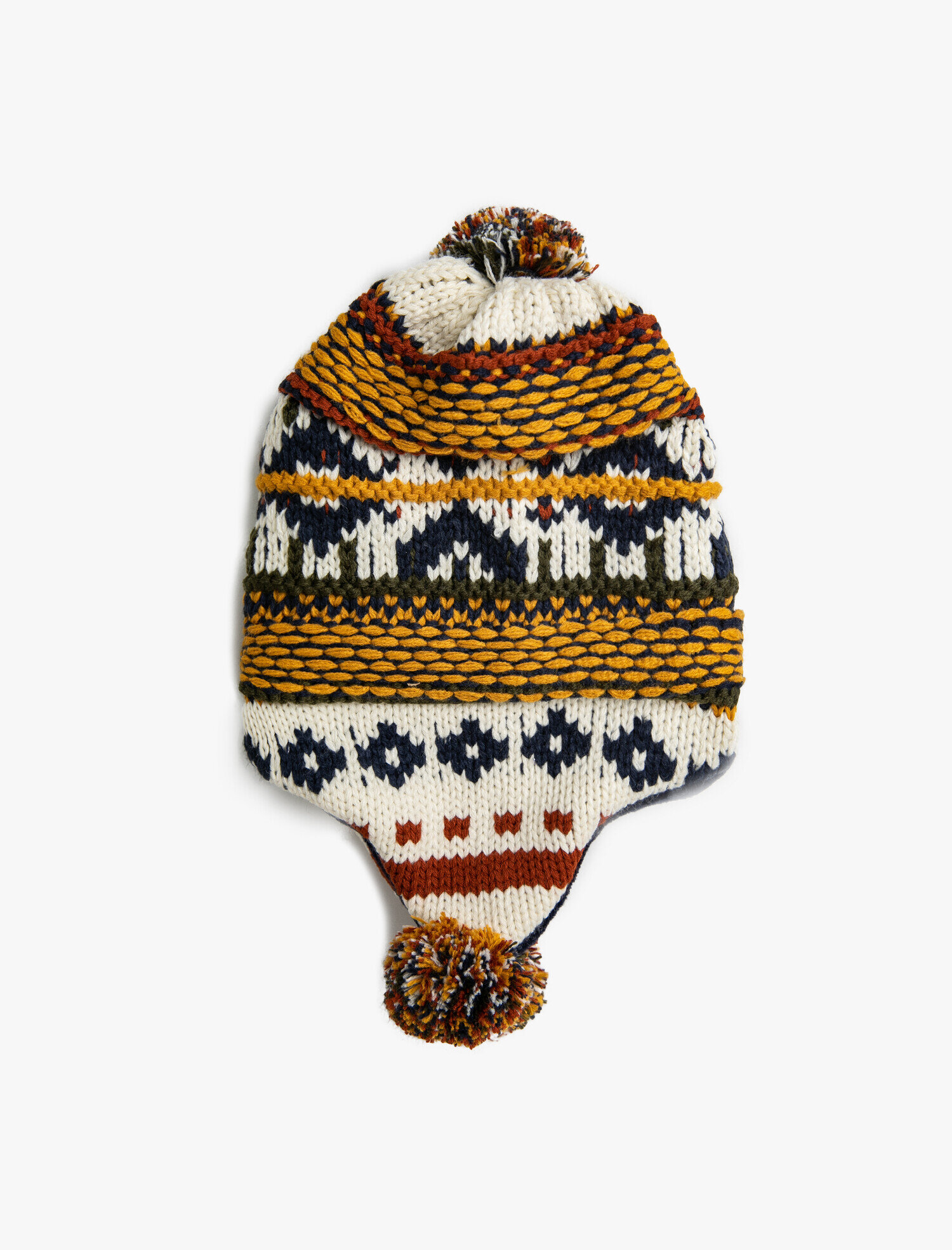 Erkek Bebek Ponponlu Desenli Bere Örgü Seti