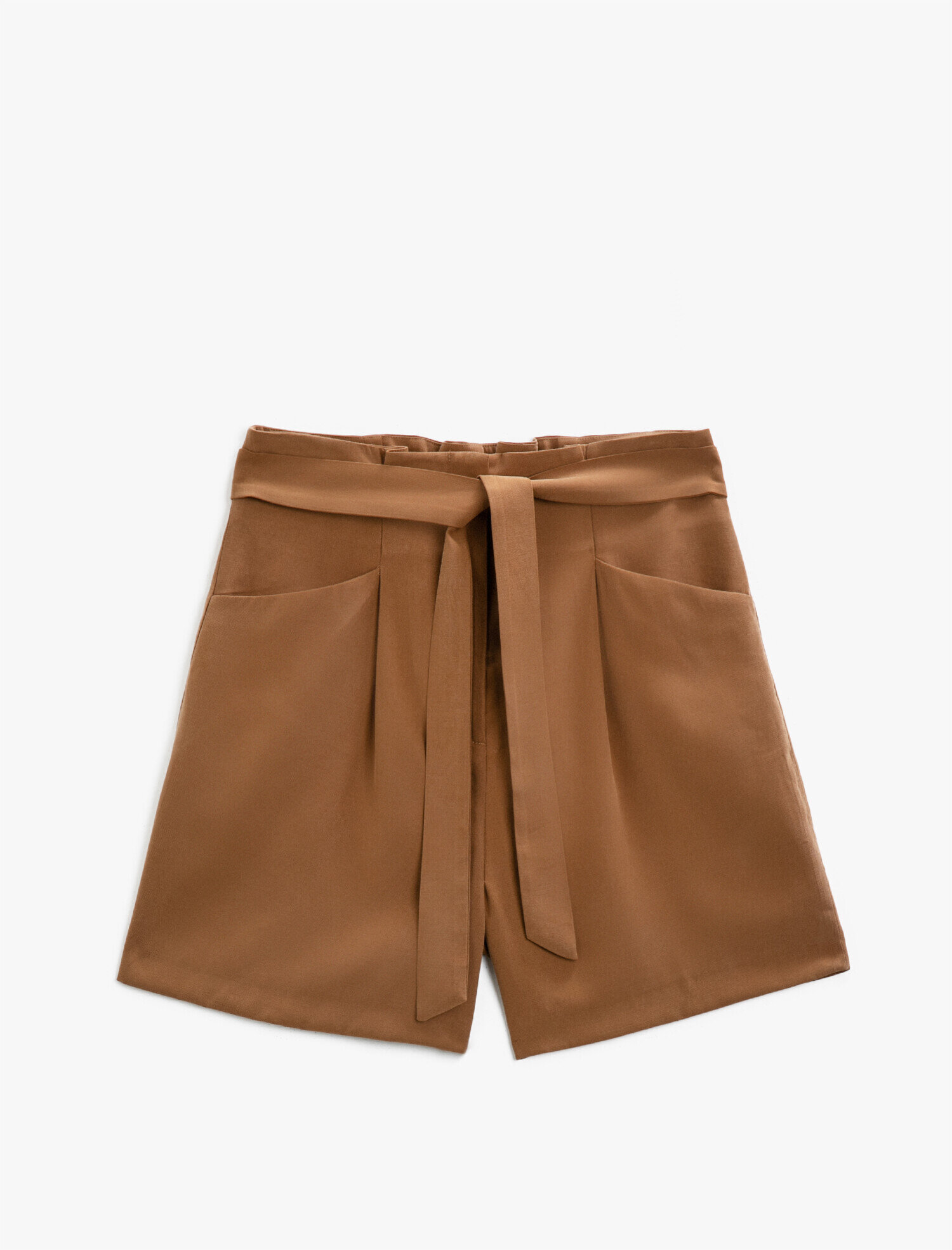   Belden Bağlamalı Şort Kemerli