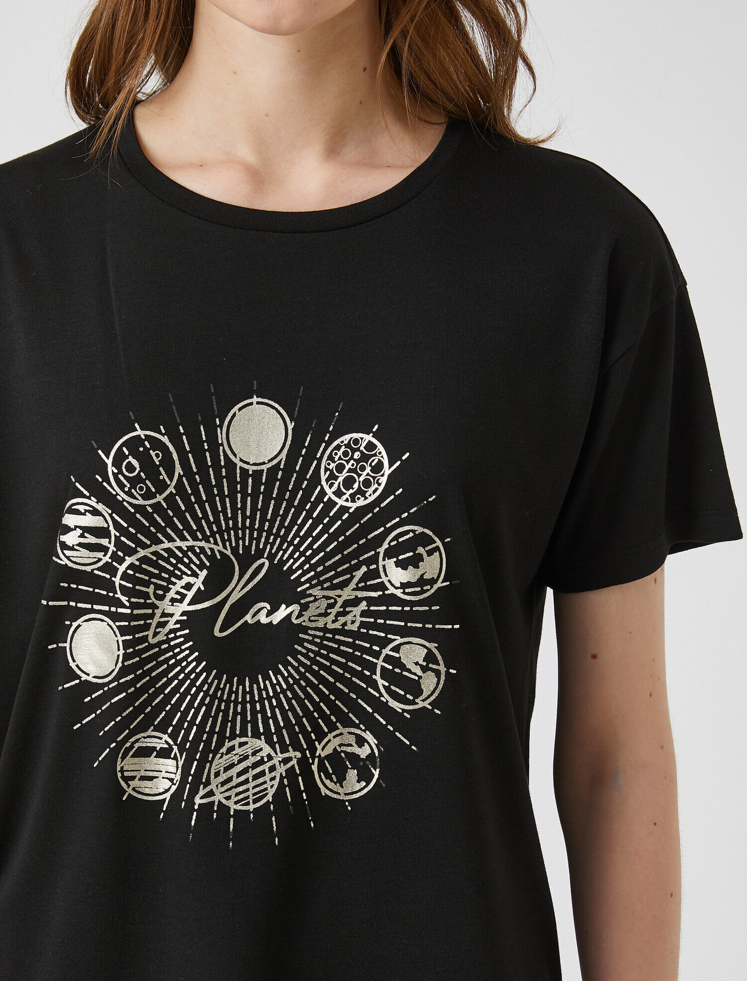   Baskılı Tişört Bisiklet Yaka