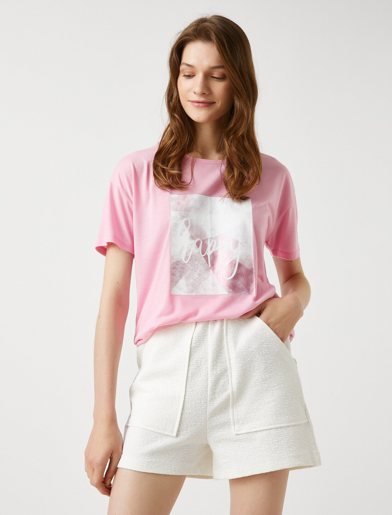   Baskılı Tişört Bisiklet Yaka