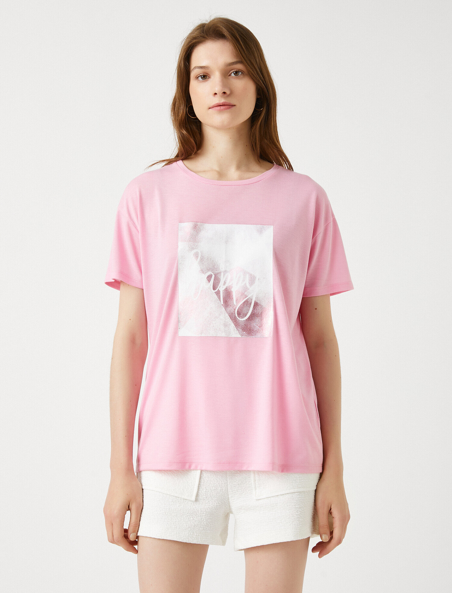   Baskılı Tişört Bisiklet Yaka