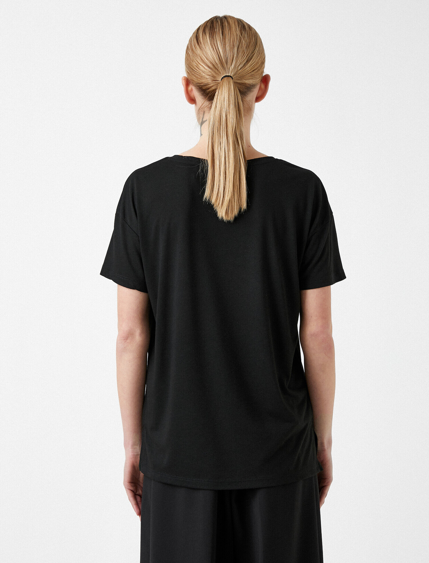   Baskılı Tişört Metalik Bisiklet Yaka Oversize