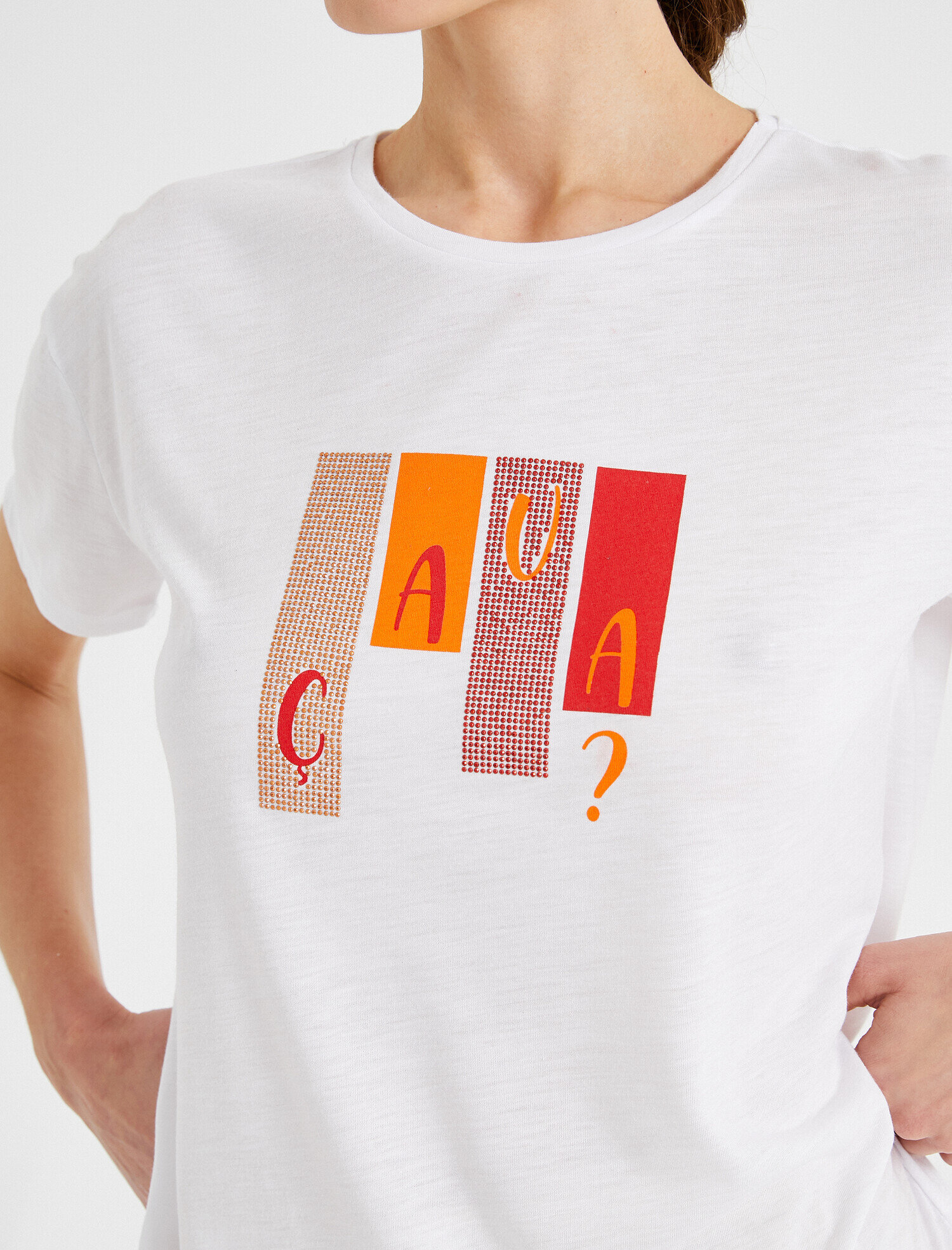   Taşlı Baskılı Tişört