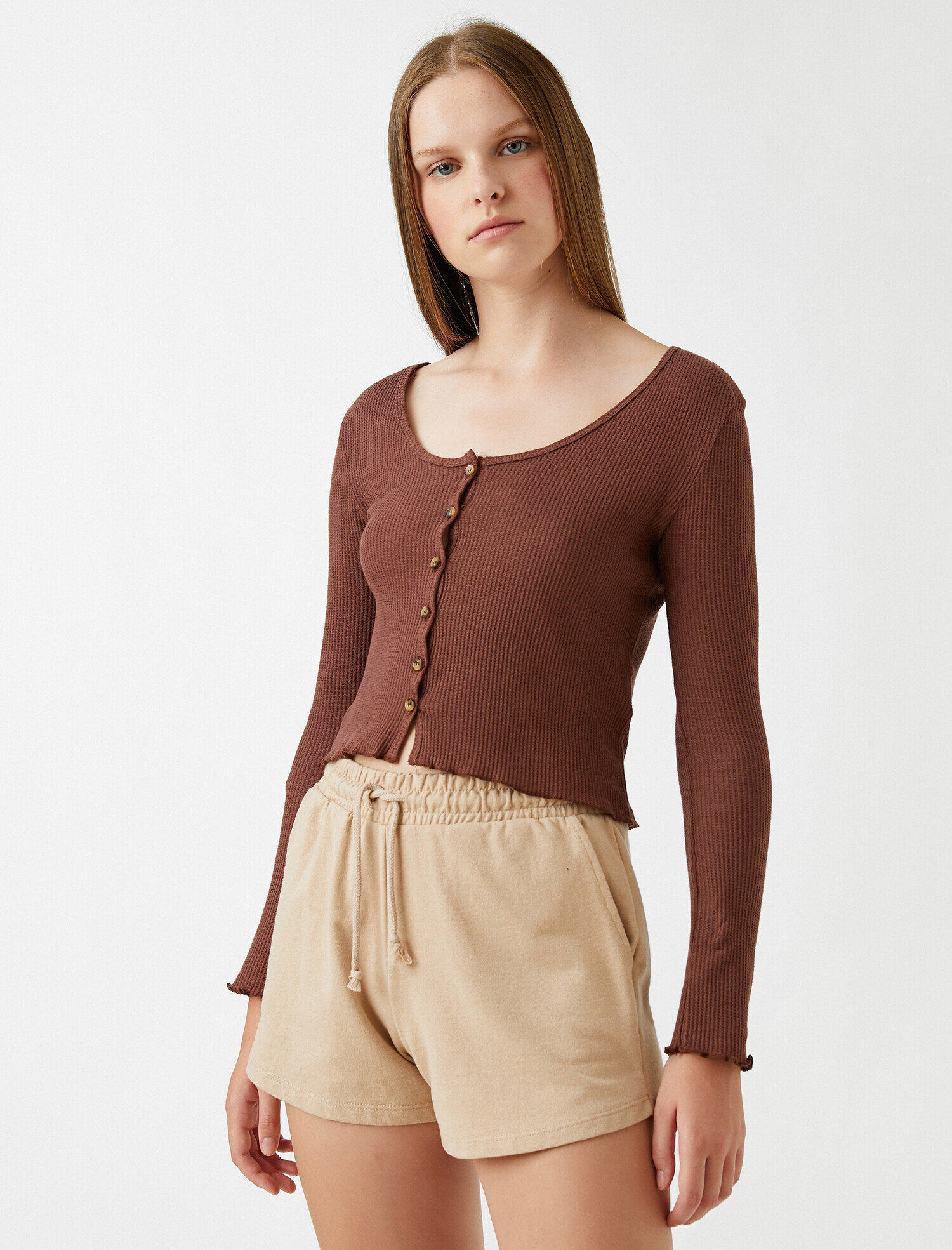   Slim Fit Waffle Hırka Pamuklu