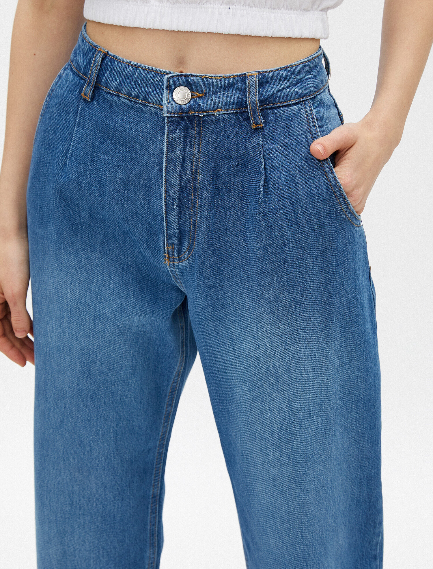   Slouchy Jean - Yüksek Bel Baldırı Bol Paçada Darlaşan Salaş Kesim Pantolon Pamuklu
