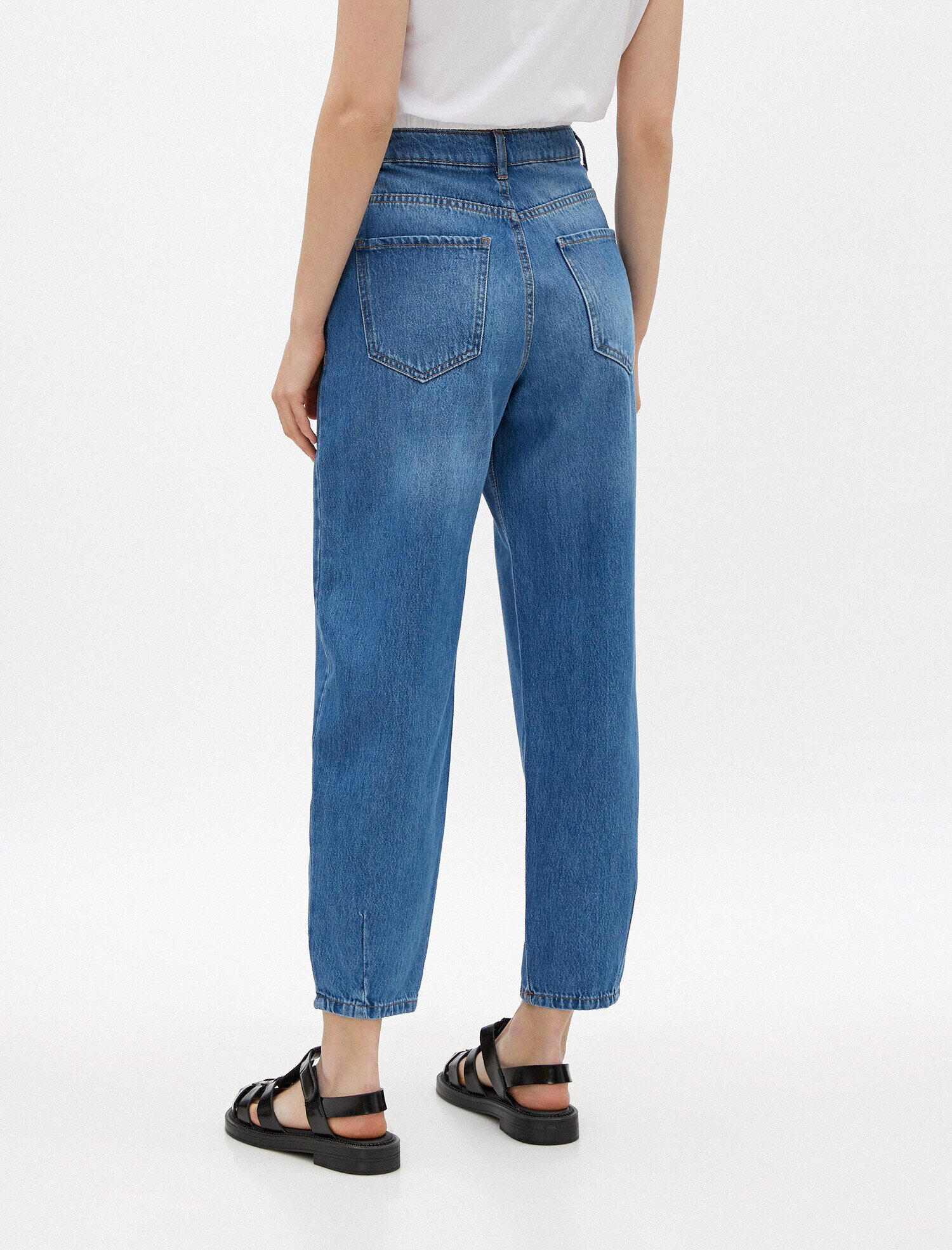   Slouchy Jean - Yüksek Bel Baldırı Bol Paçada Darlaşan Salaş Kesim Pantolon Pamuklu