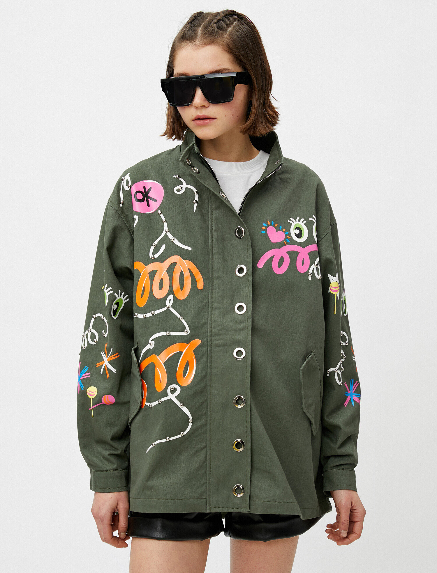   Baskılı Oversize Parka