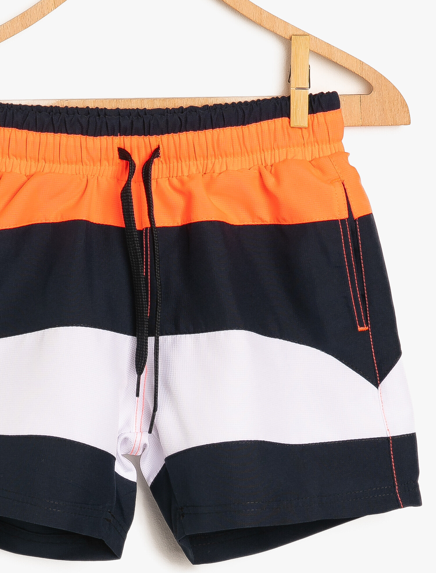  Erkek Çocuk Deniz Şortu Cepli Beli Bağlamalı Renk Bloklu