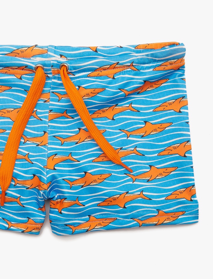 Erkek Çocuk Mayo Beli Bağlamalı Köpek Balığı Baskılı