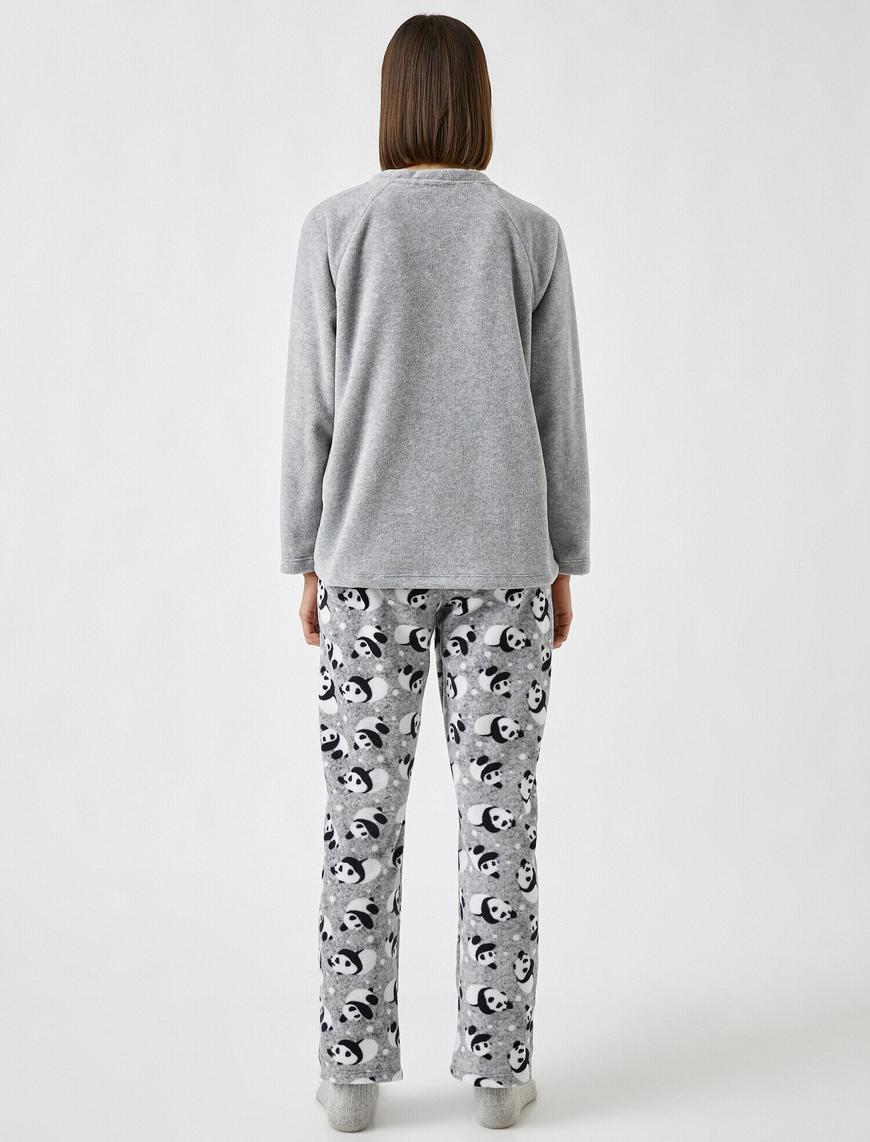   Panda Desenli Uzun Kollu Pijama Takımı