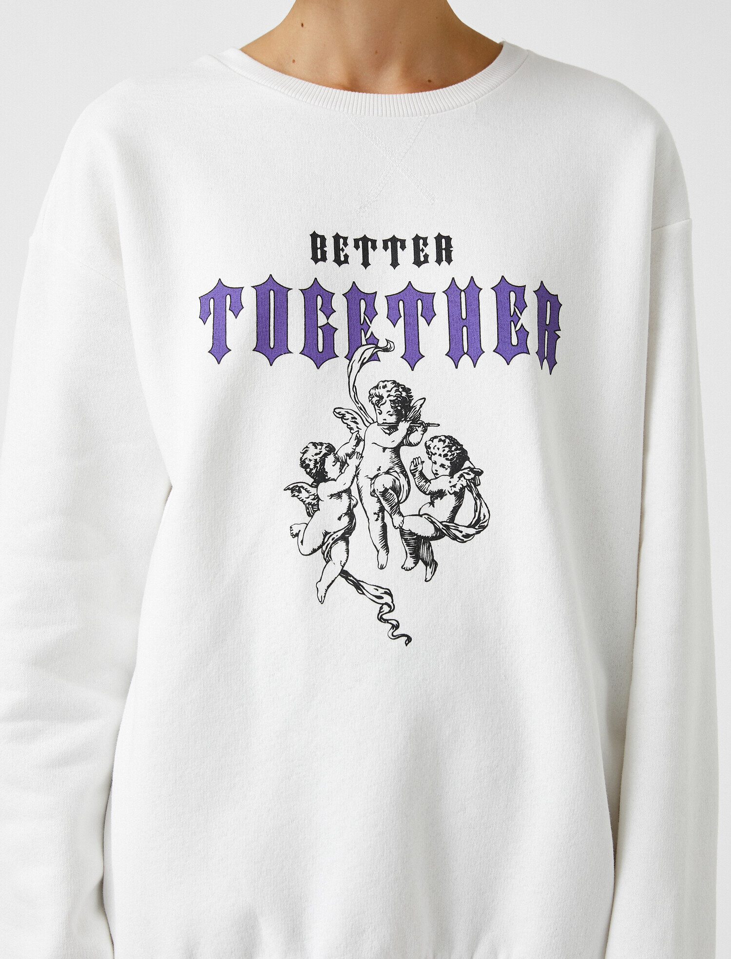   Bisiklet Yaka Uzun Kollu Baskılı Sweatshirt