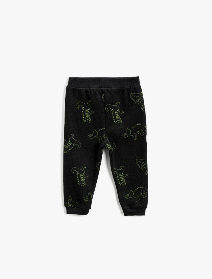 Erkek Bebek Dinozor Baskılı Eşofman Altı Beli Lastikli