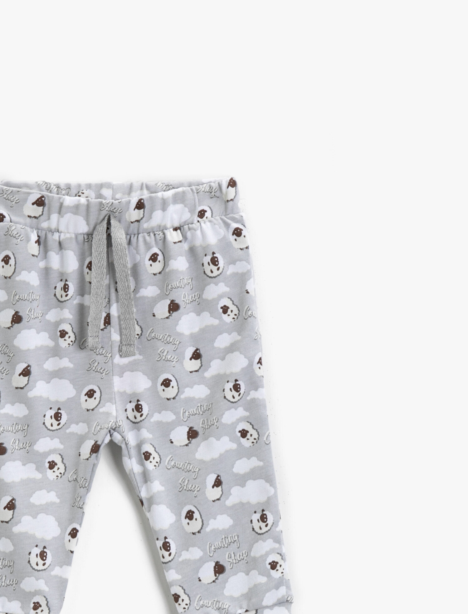  Erkek Bebek Pamuklu Baskılı Eşofman Altı Belden Bağlamalı