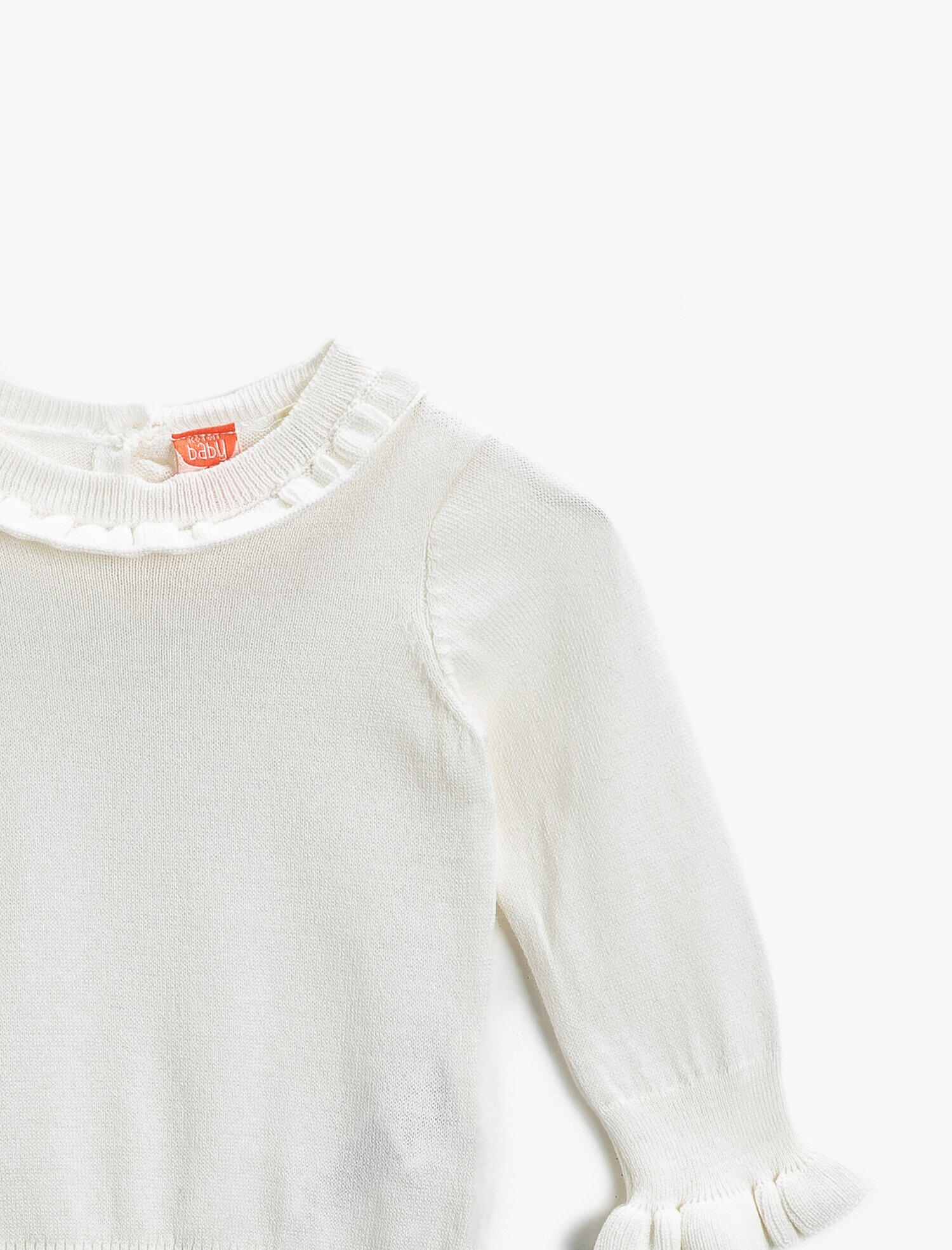  Kız Bebek Yakası Fırfırlı Kazak Kol Ucu Lastikli Fırfırlı