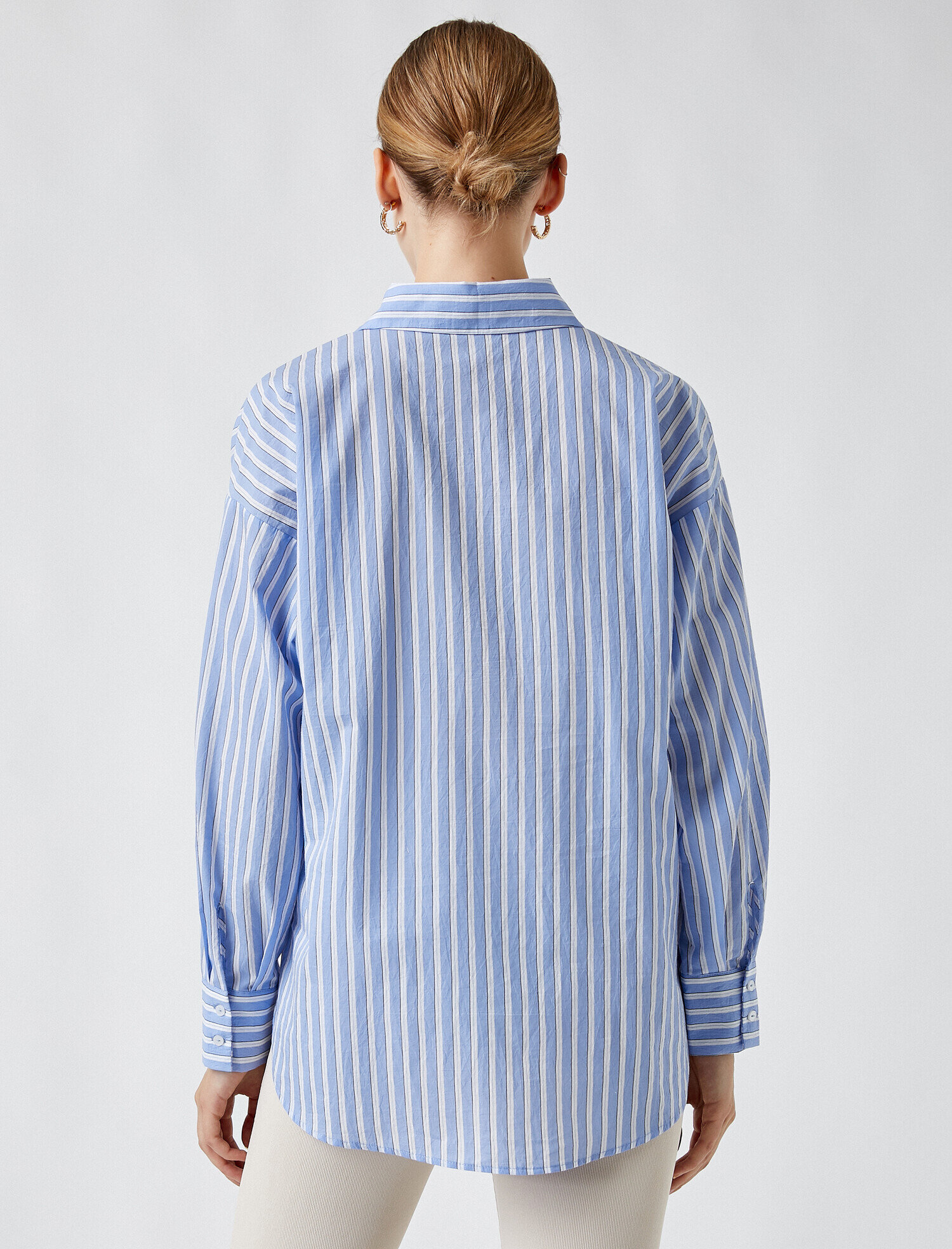   Klasik Yaka Çizgili Uzun Kollu Gömlek