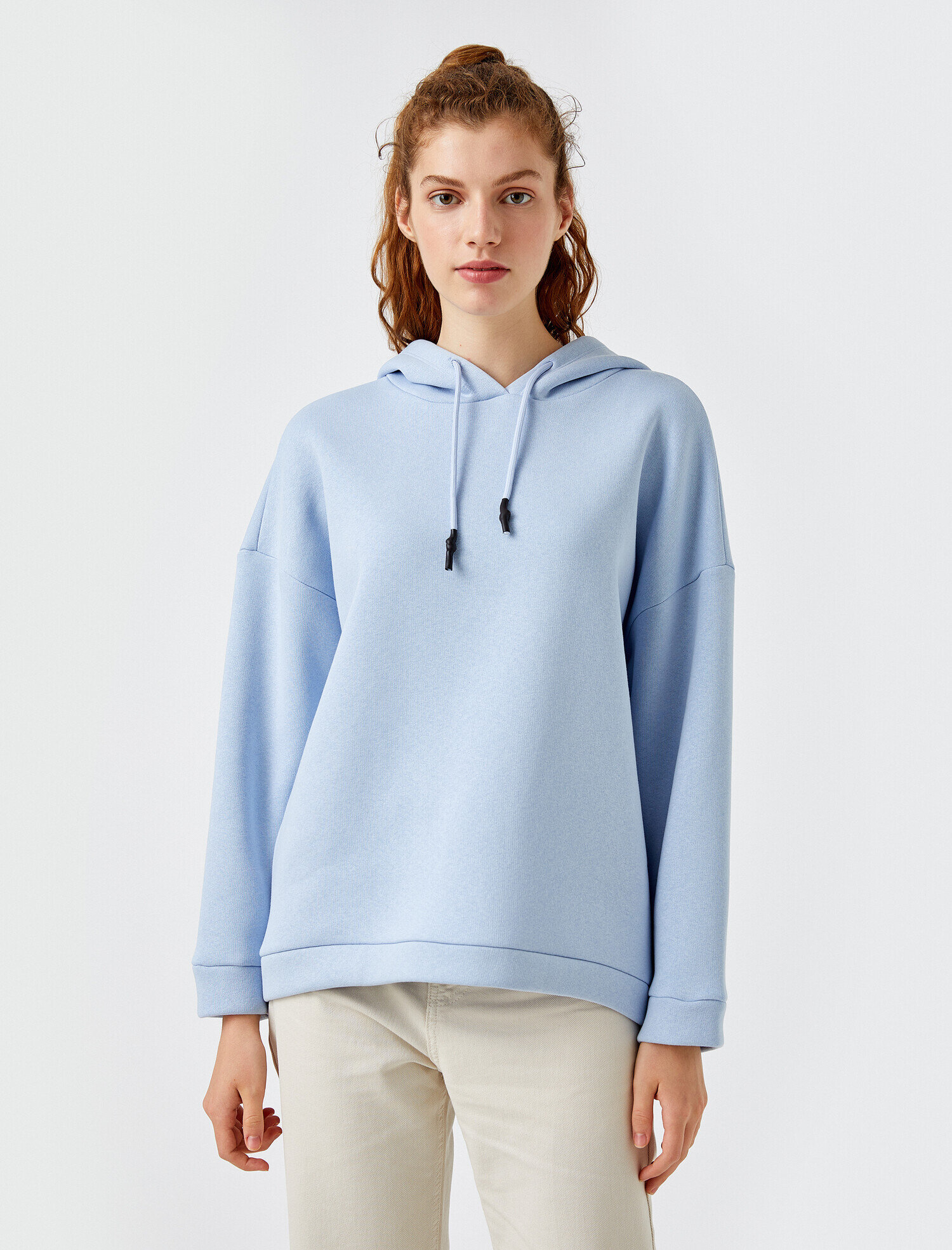   Oversize Kapüşonlu Sweatshirt Bağcık Detaylı