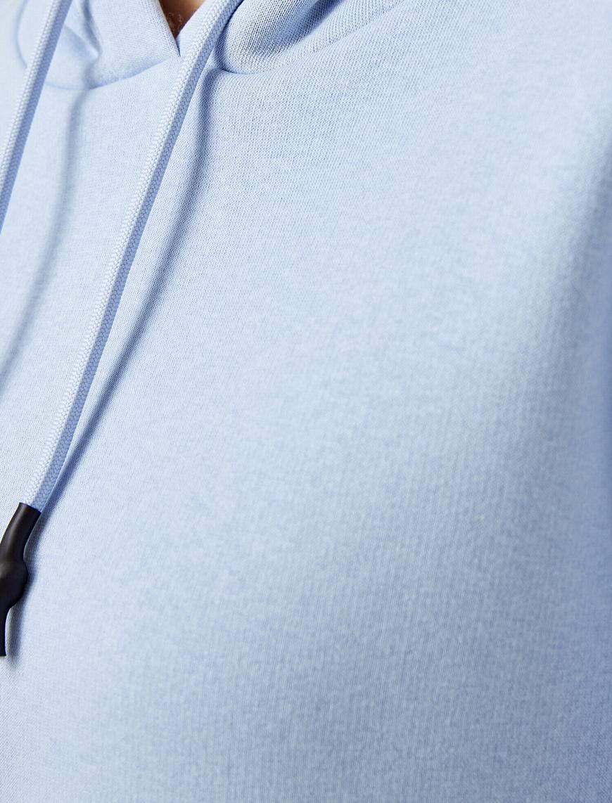   Oversize Kapüşonlu Sweatshirt Bağcık Detaylı